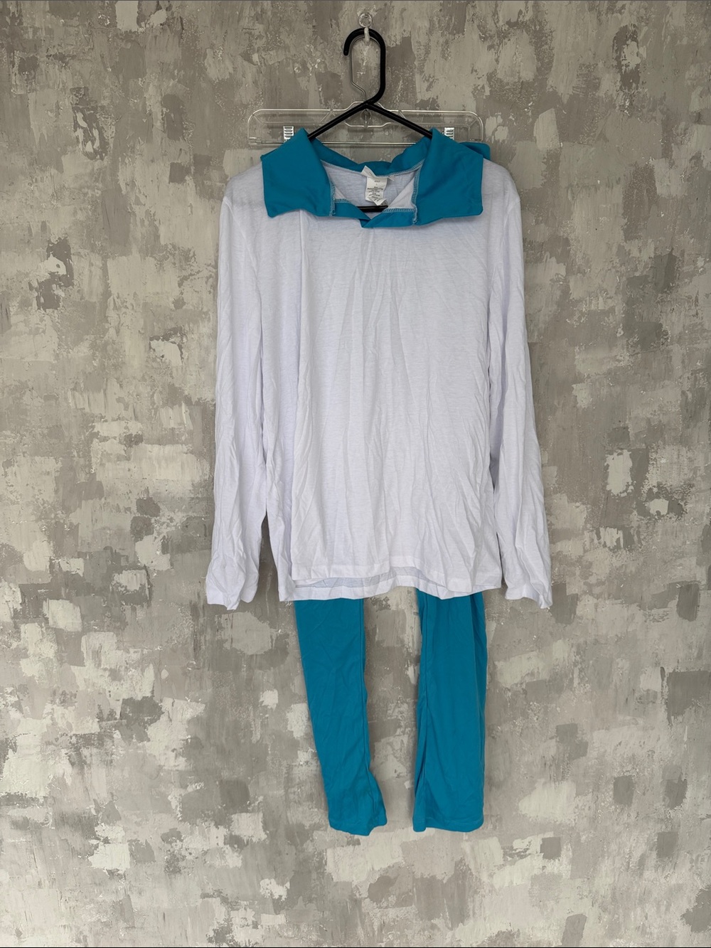 Fred Scooby Doo Long Sleeve Top with Teal Collar and Teal Leggings Set